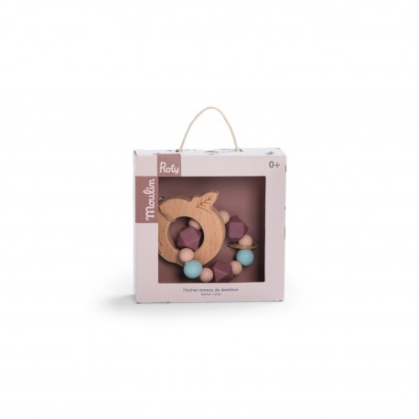 HOCHET ANNEAU DE DENTITION BOIS ET SILICONE - POMME DES BOIS